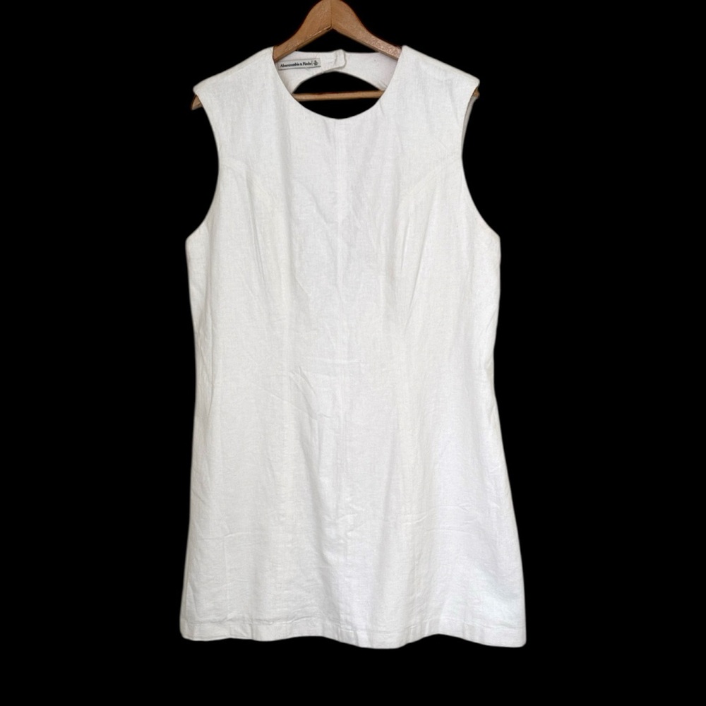 Abercrombie & Fitch Dress Size XL White Linen Cotton Mini Sleeveless NWOT READ